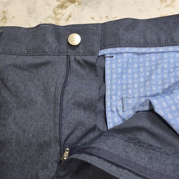 Peter Millar Shackleford Shorts Men 34 Blue Performance Golf Skulls Preppy Style - Picture 8 of 14